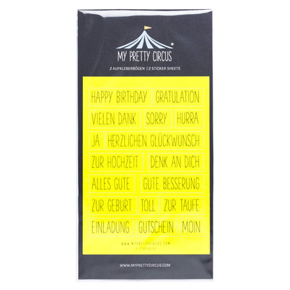 Sticker &quot;Gratulation&quot; eckig neongelb 