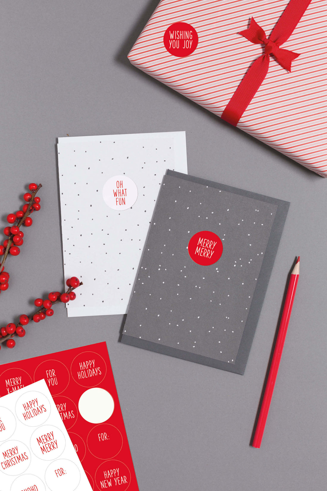 Sticker "Merry XMas"rund rot/weiss