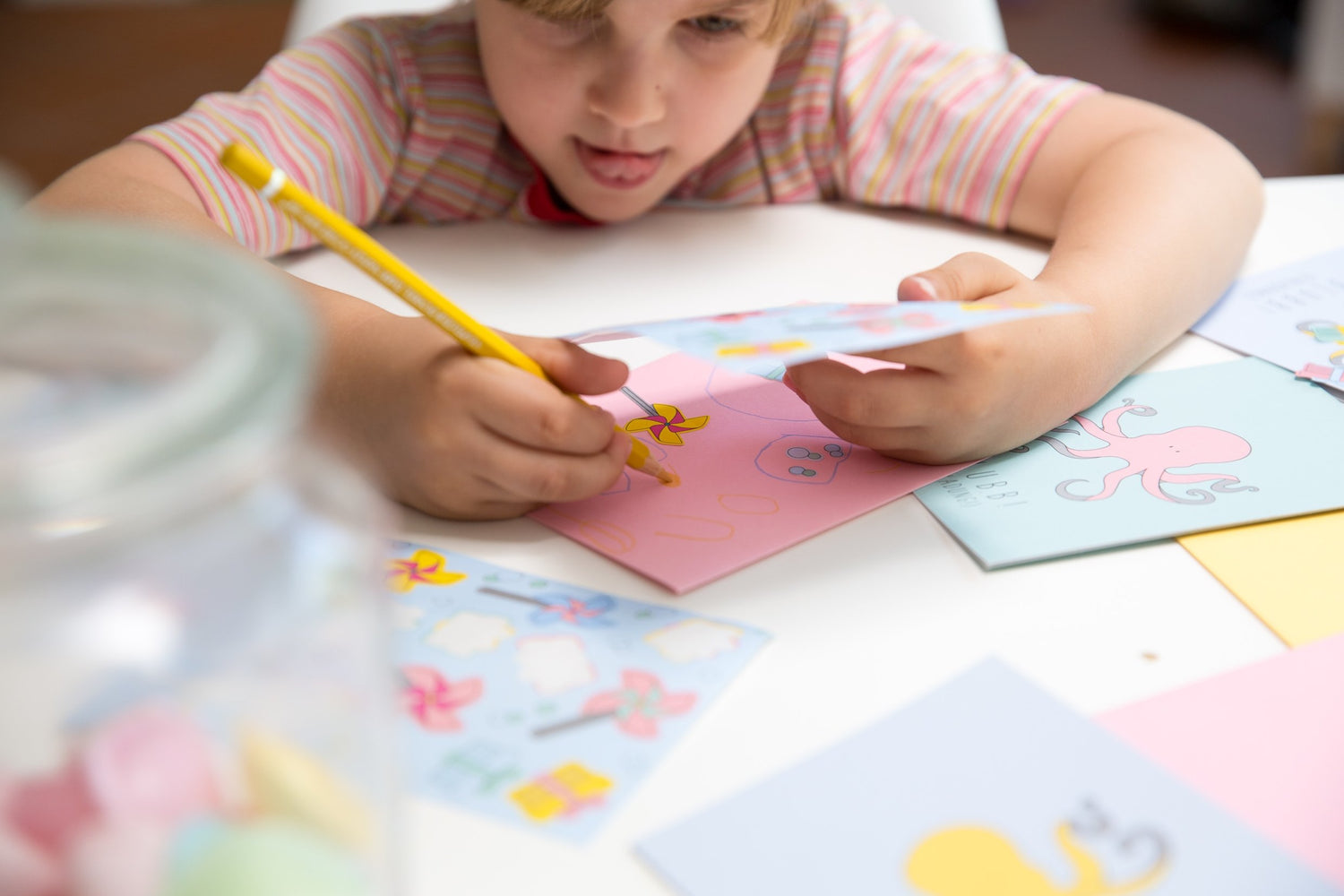 Einladungskartenset für Kindergeburtstag &quot;Party Animal-Krake&quot; - MyPrettyCircus - PA-4OCT1701-LB