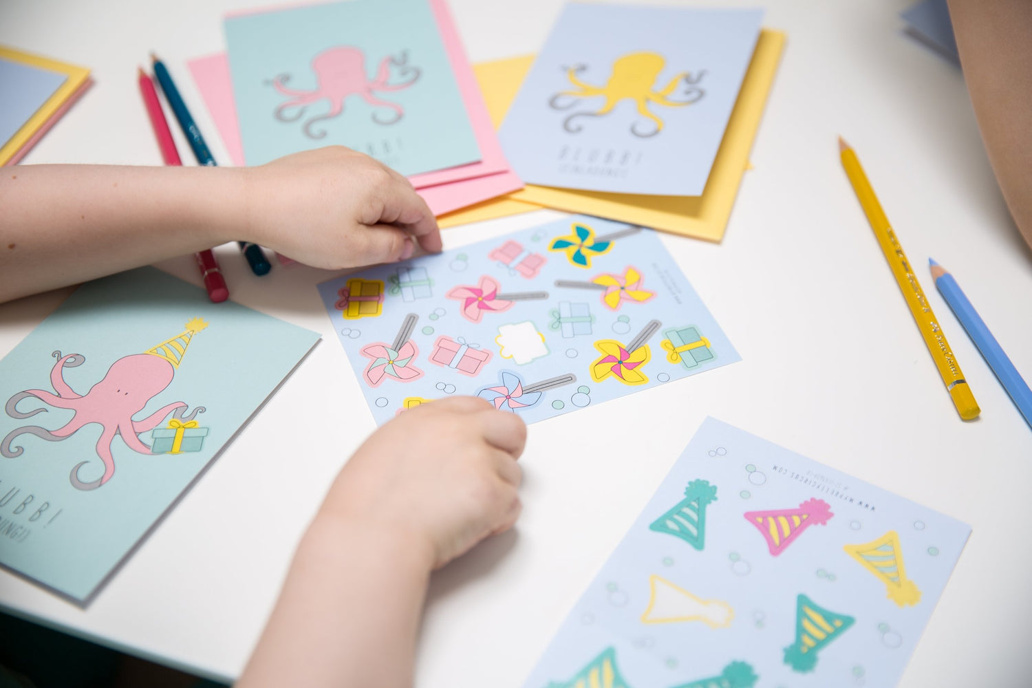 Einladungskartenset für Kindergeburtstag &quot;Party Animal-Krake&quot; - MyPrettyCircus - PA-4OCT1701-LB