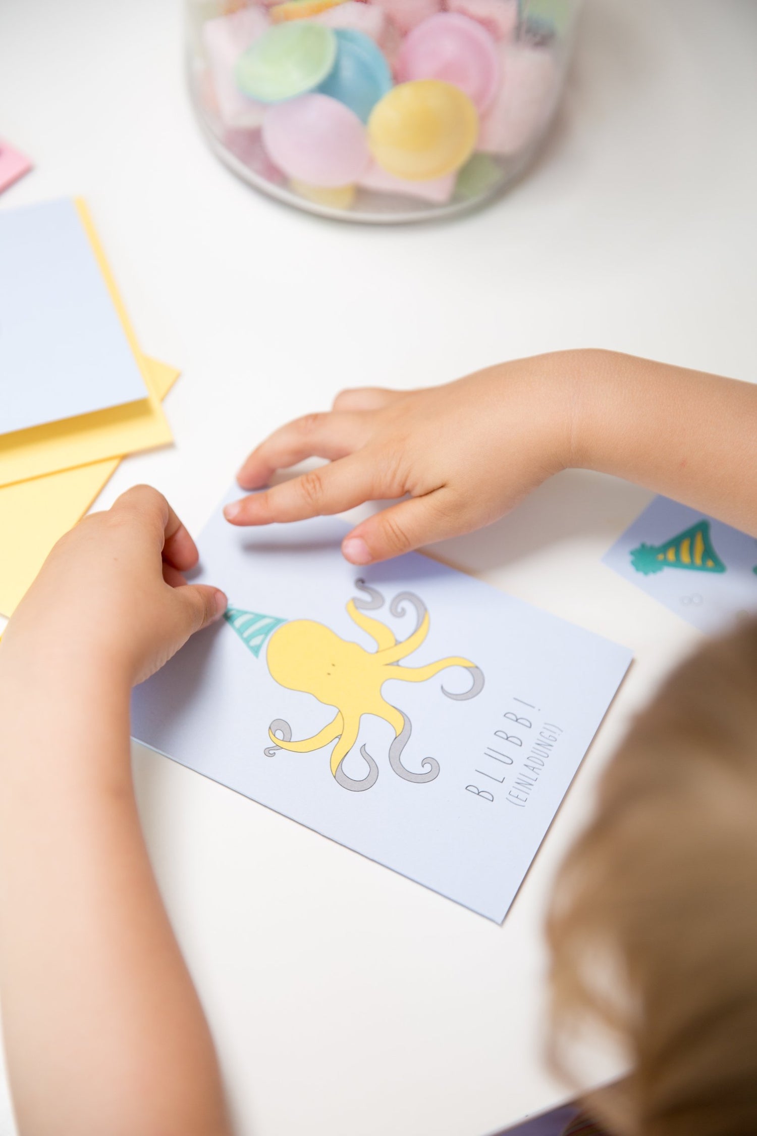 Einladungskartenset für Kindergeburtstag &quot;Party Animal-Krake&quot; - MyPrettyCircus - PA-4OCT1701-LB