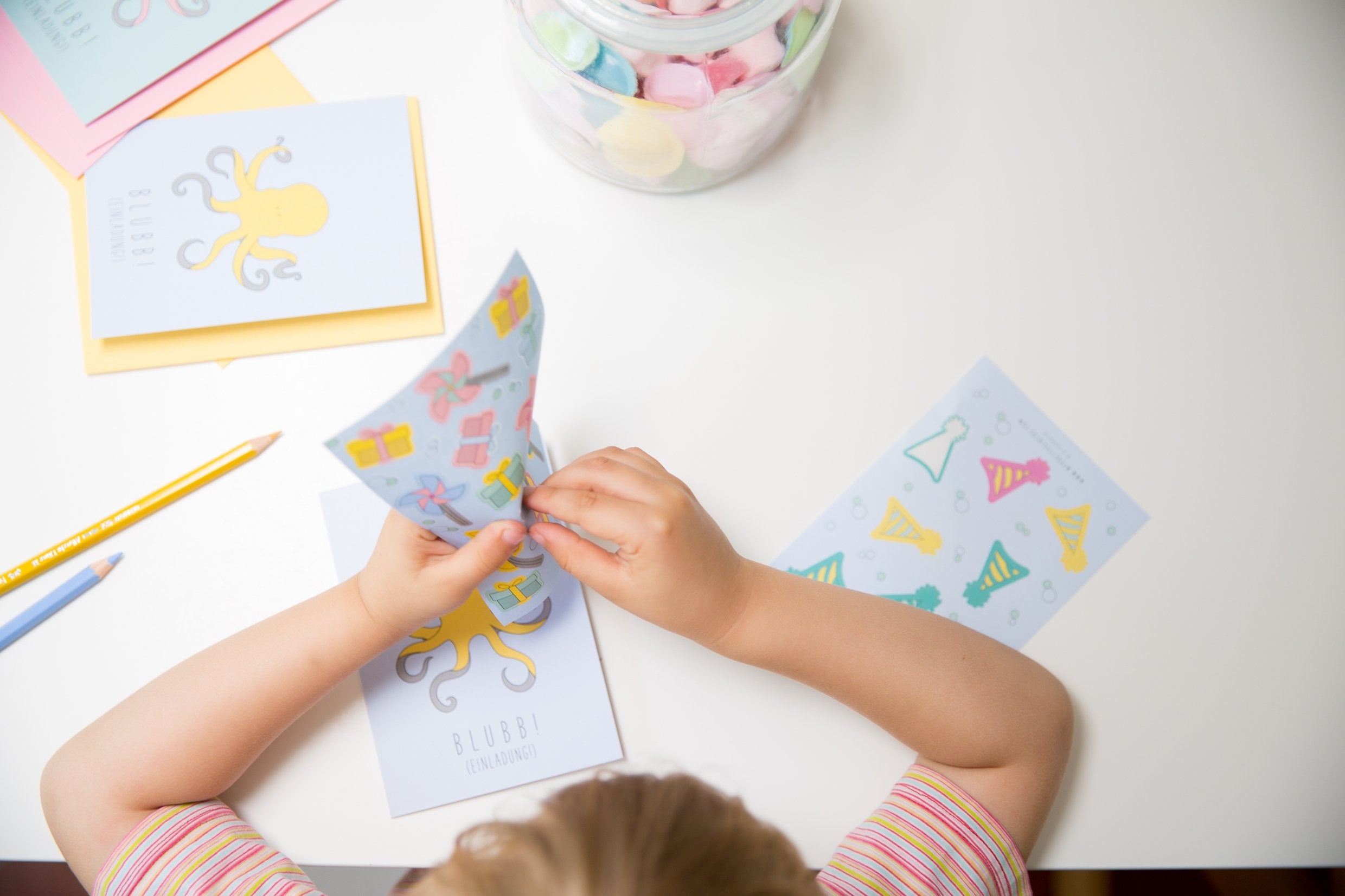 Einladungskartenset für Kindergeburtstag &quot;Party Animal-Krake&quot; - MyPrettyCircus - PA-4OCT1701-LB